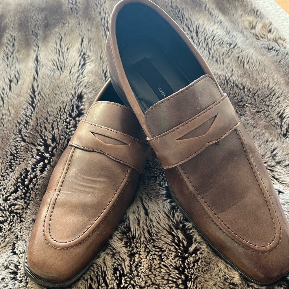 Joseph Abboud Tan Leather Slip-On Loafers